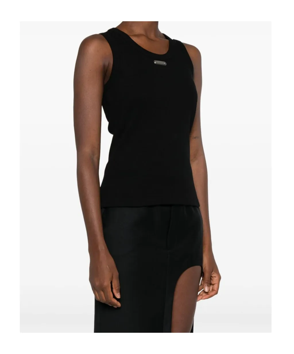 Logo Plaque Ribbed Tank Top