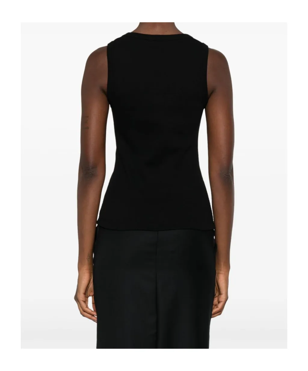 Logo Plaque Ribbed Tank Top