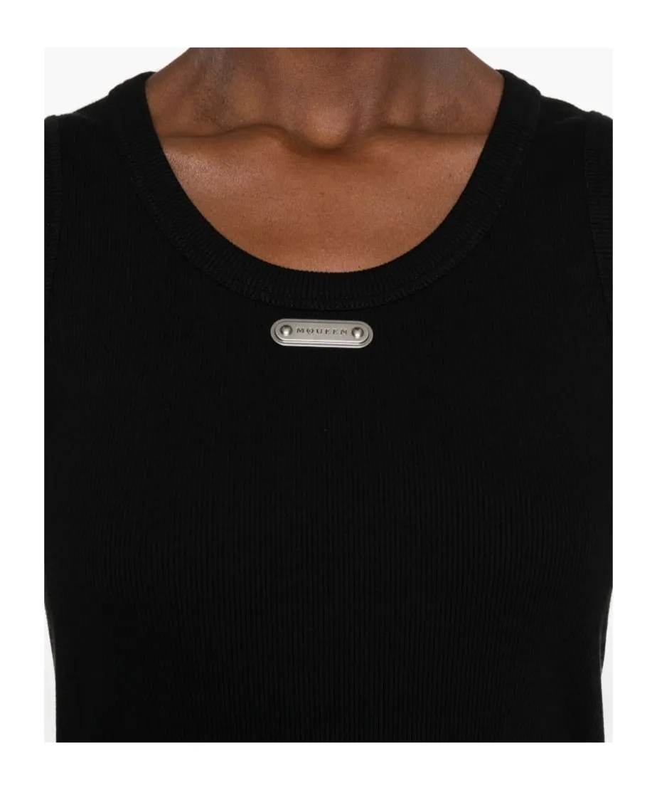 Logo Plaque Ribbed Tank Top