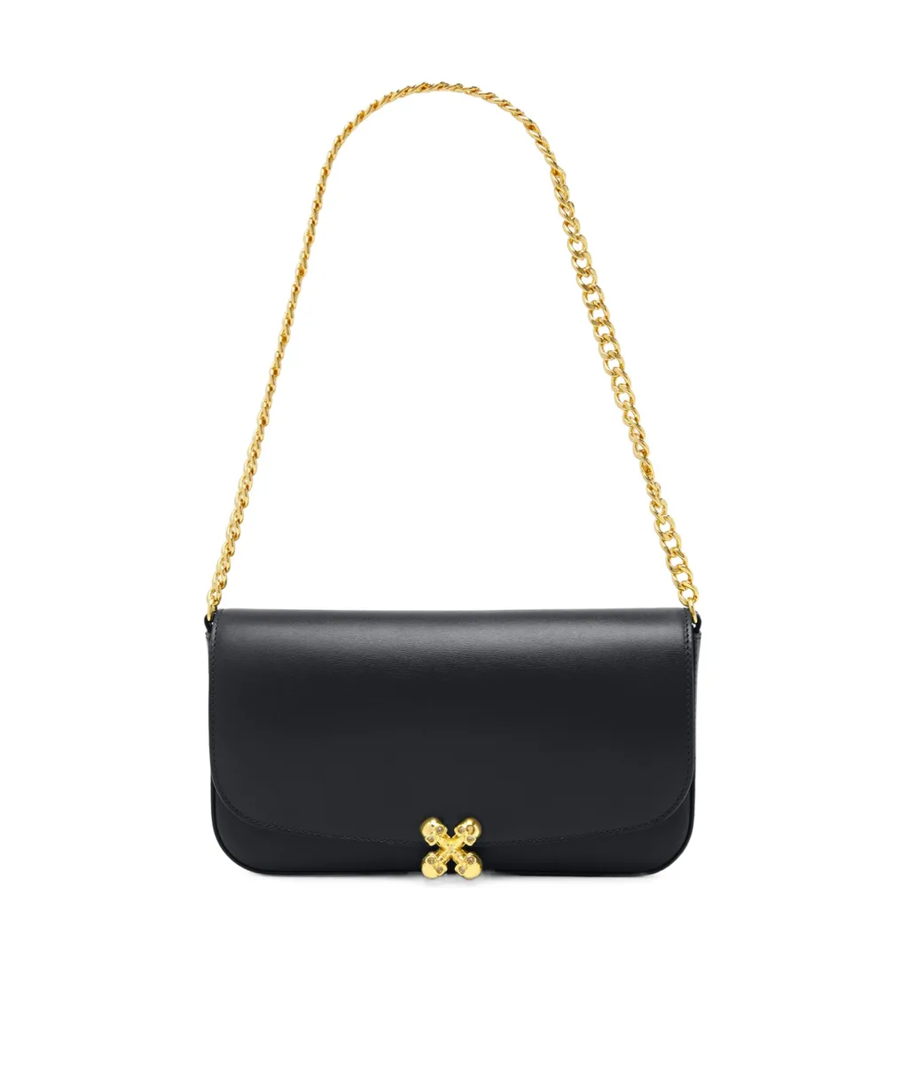 Skull Flower Chain-Linked Shoulder Bag