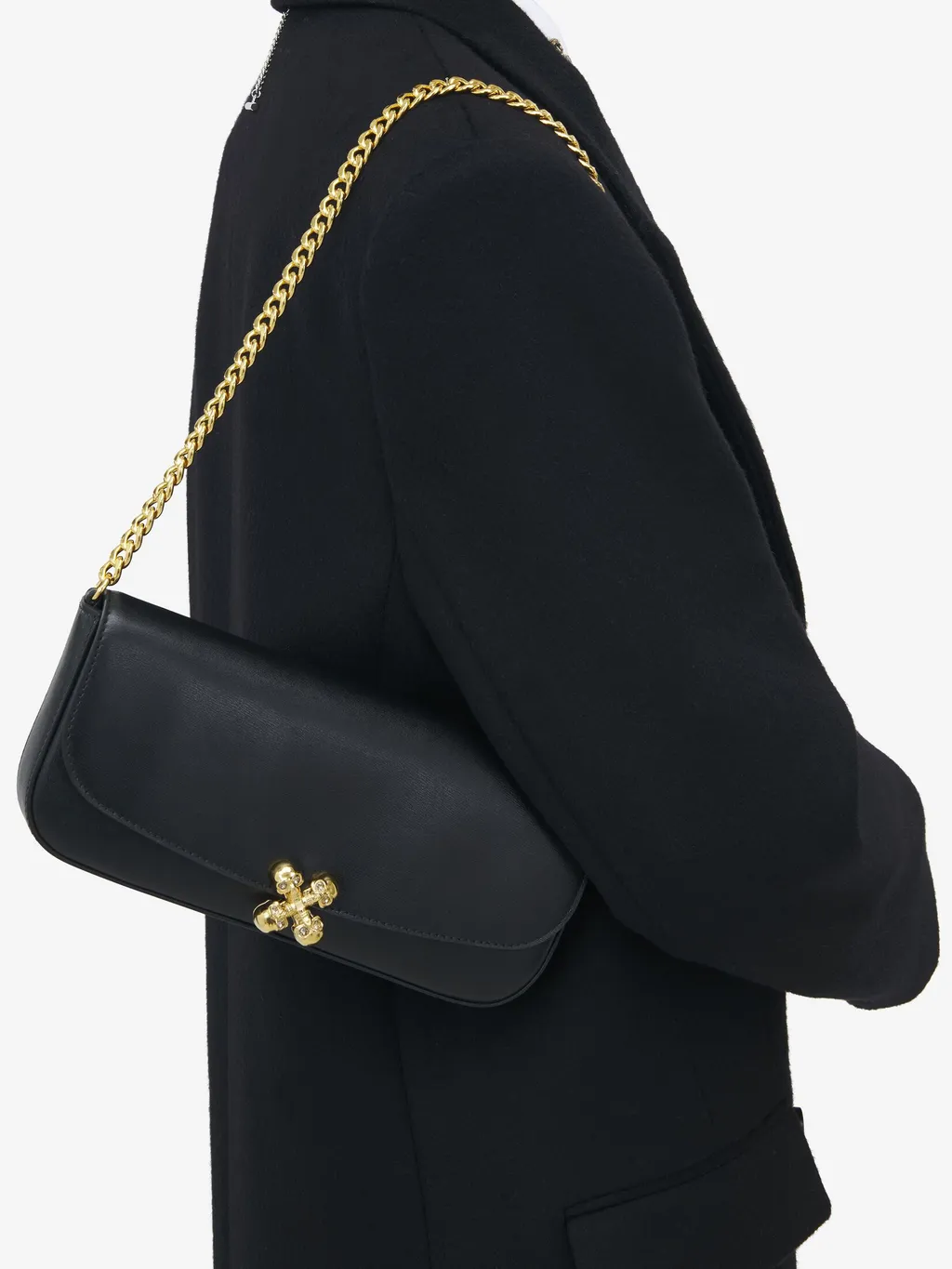 Skull Flower Chain-Linked Shoulder Bag