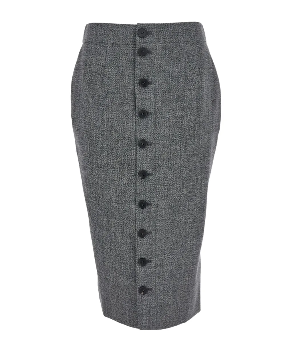 Butrton Detailed Midi Skirt
