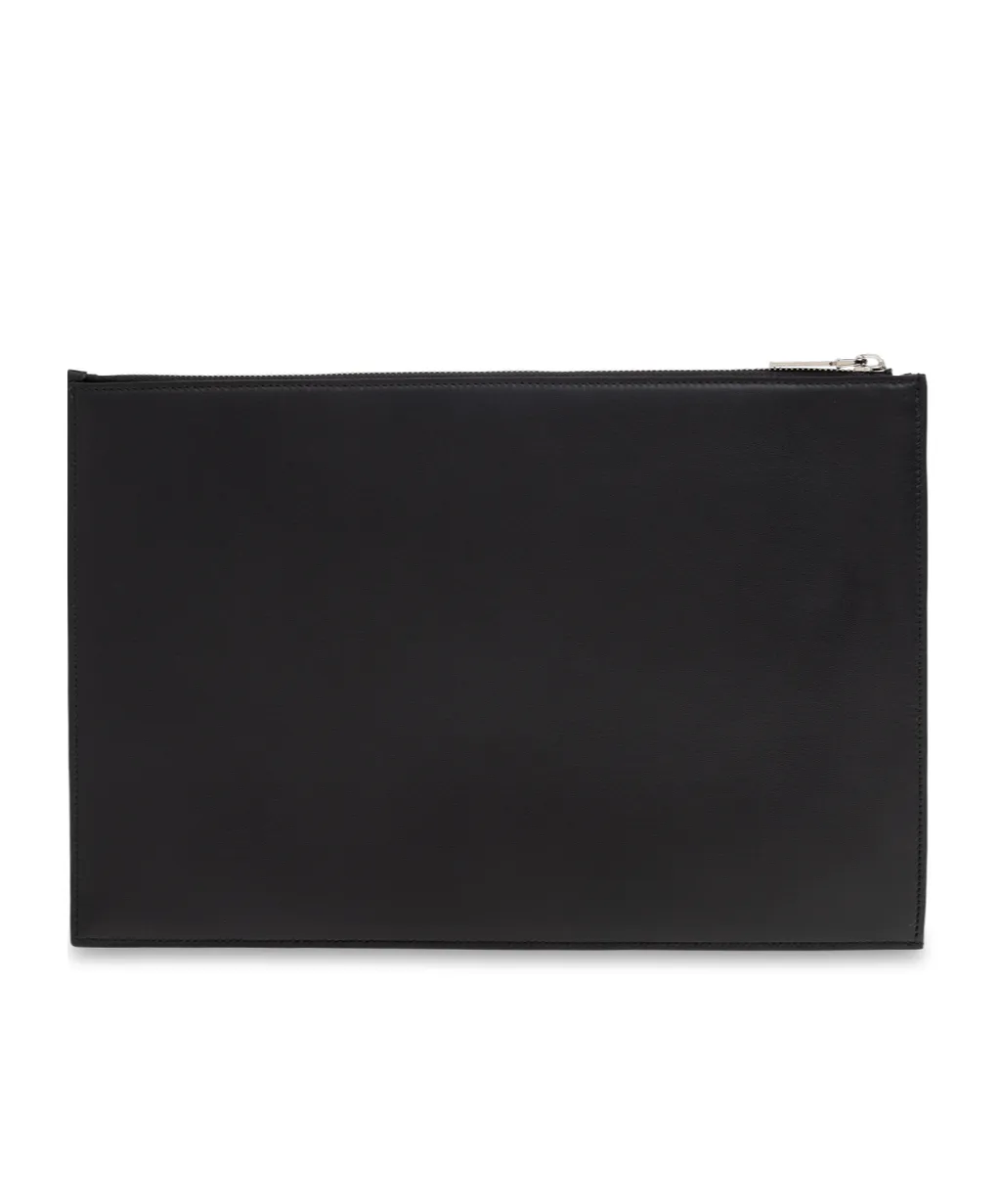 Logo Printed Zipped Clutch Bag