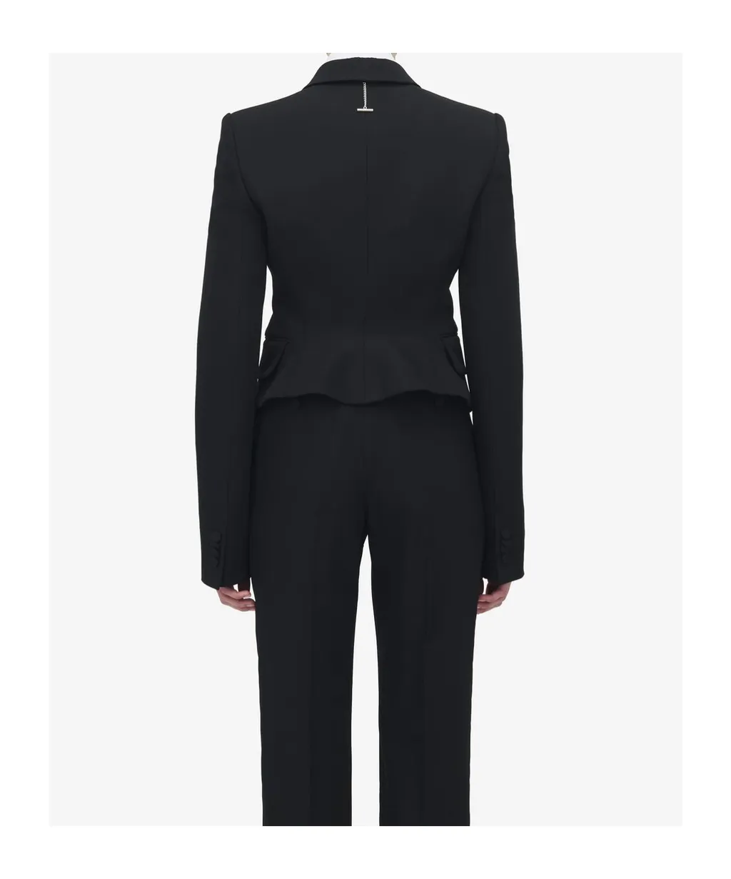 Flap-Pocketed Double-Breasted Blazer