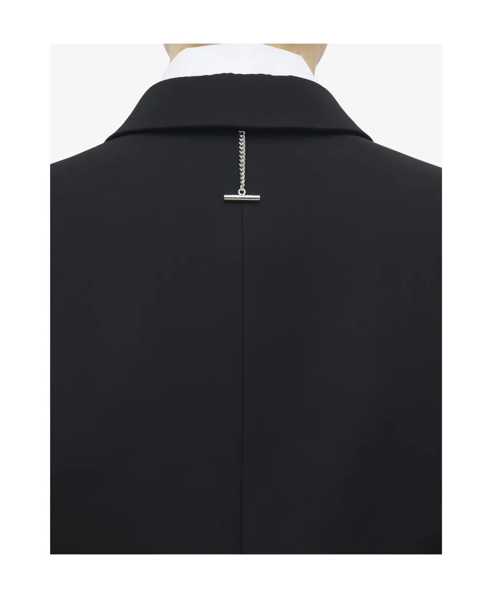 Flap-Pocketed Double-Breasted Blazer