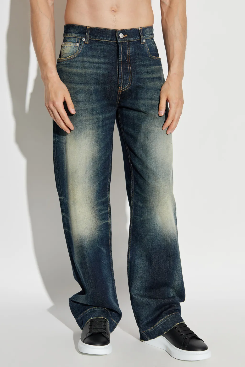 Vintage Effect Straight-Leg Jeans