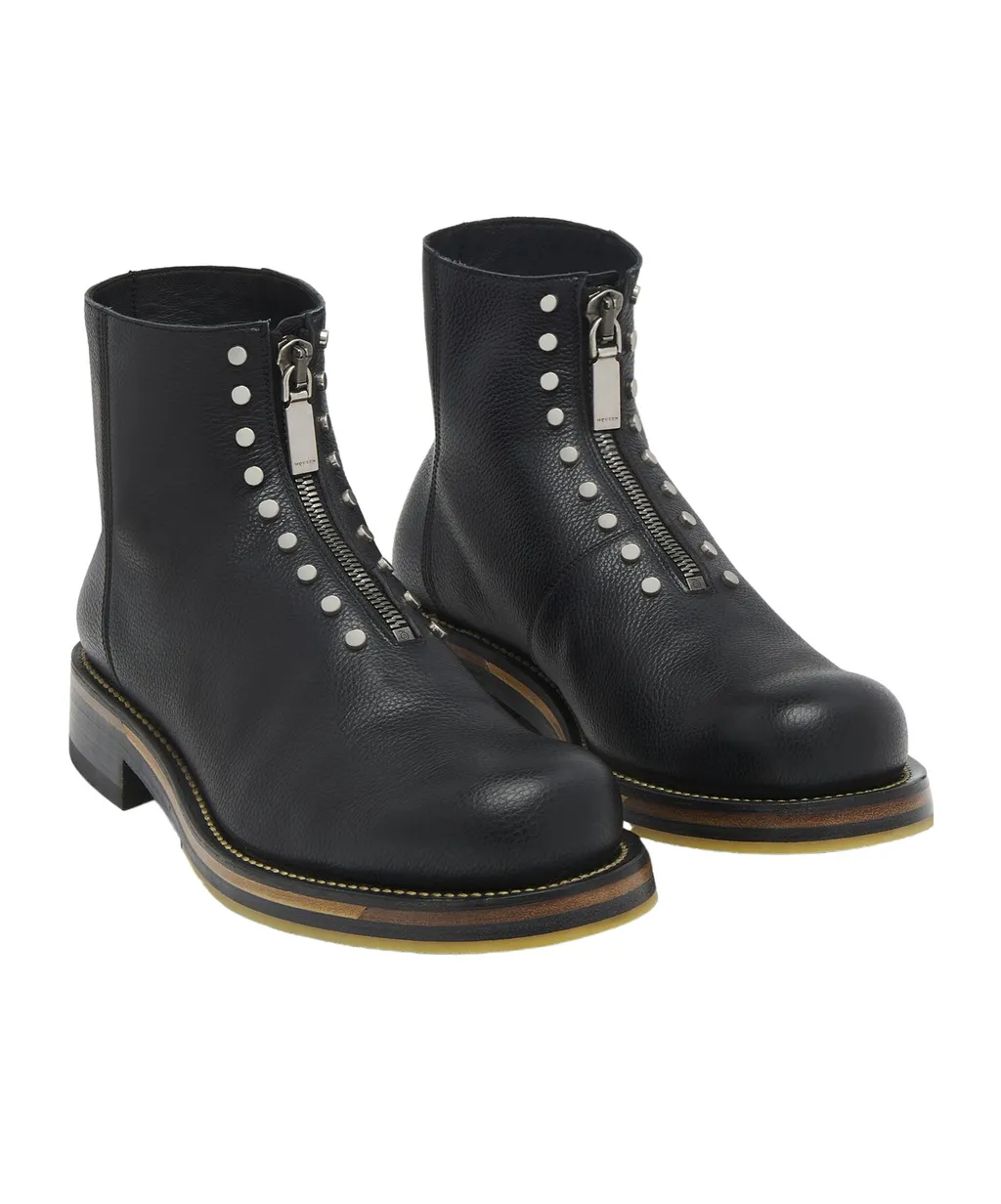 Studded Zip-Detailed Ankle Boots