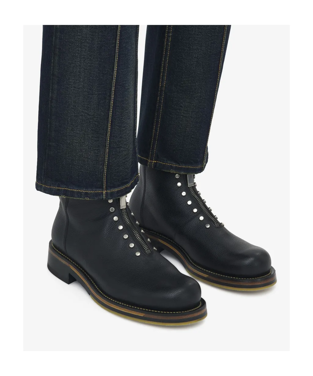 Studded Zip-Detailed Ankle Boots
