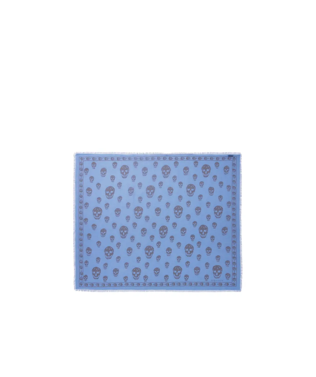 Classic Skull Printed Frayed-Edge Scarf