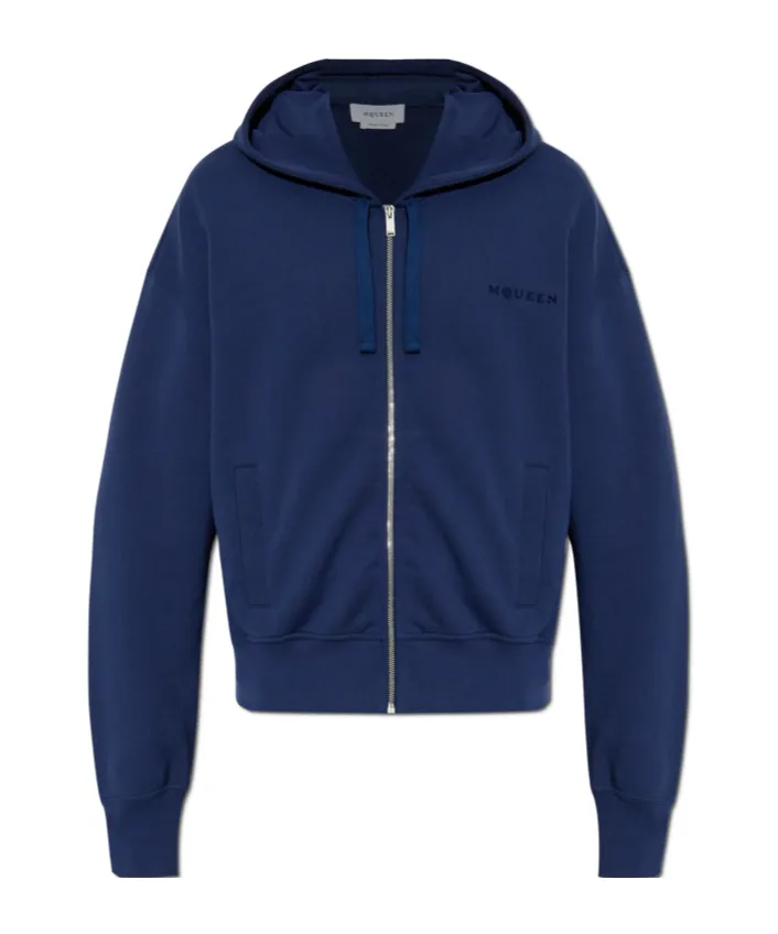 Logo Embroidered Zip-Up Hoodie