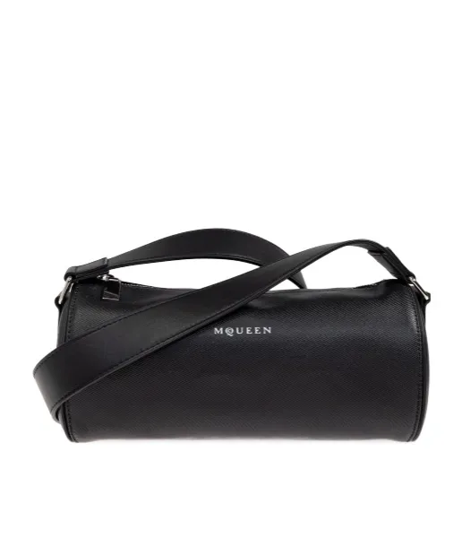 Logo Printed Zipped Shoulder Bag
