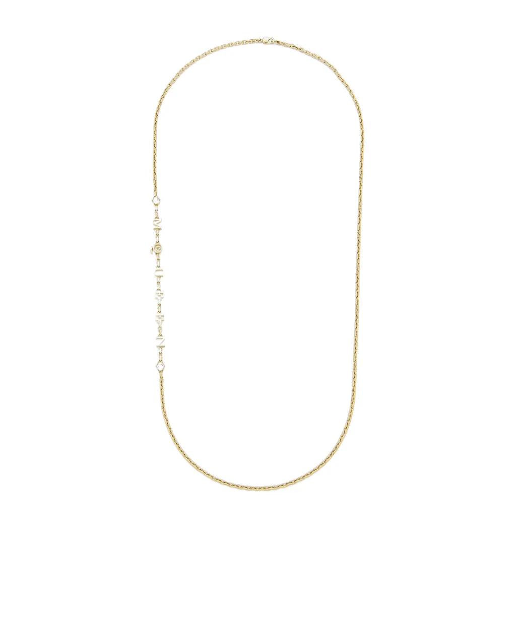 Logo Lettering Chained Embellished Necklace