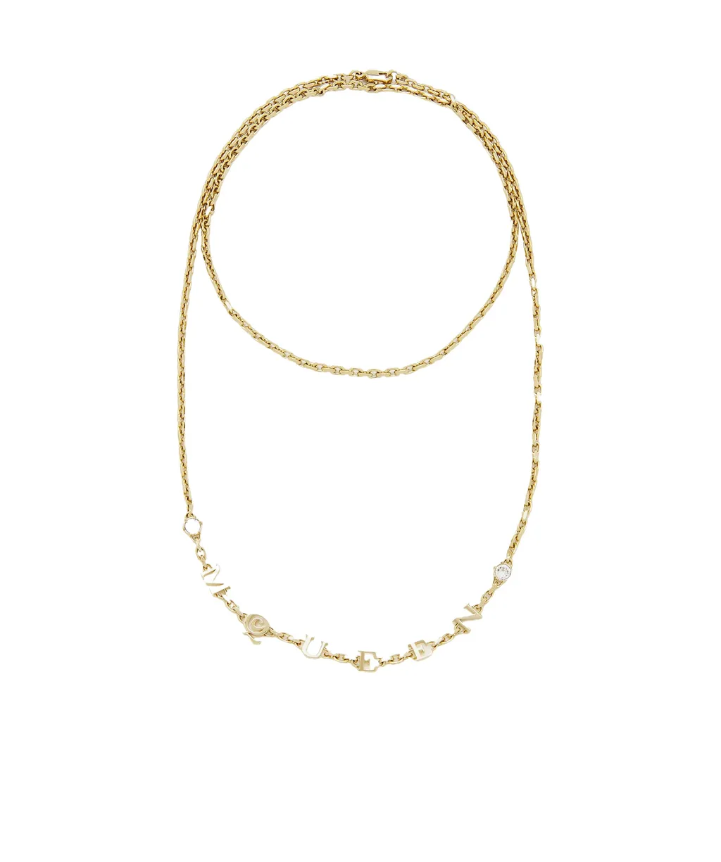 Logo Lettering Chained Embellished Necklace