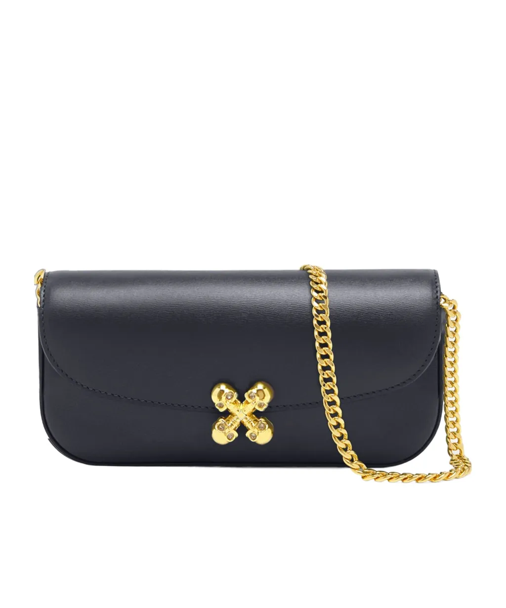 Small Skull Flower Embellished Shoulder Bag