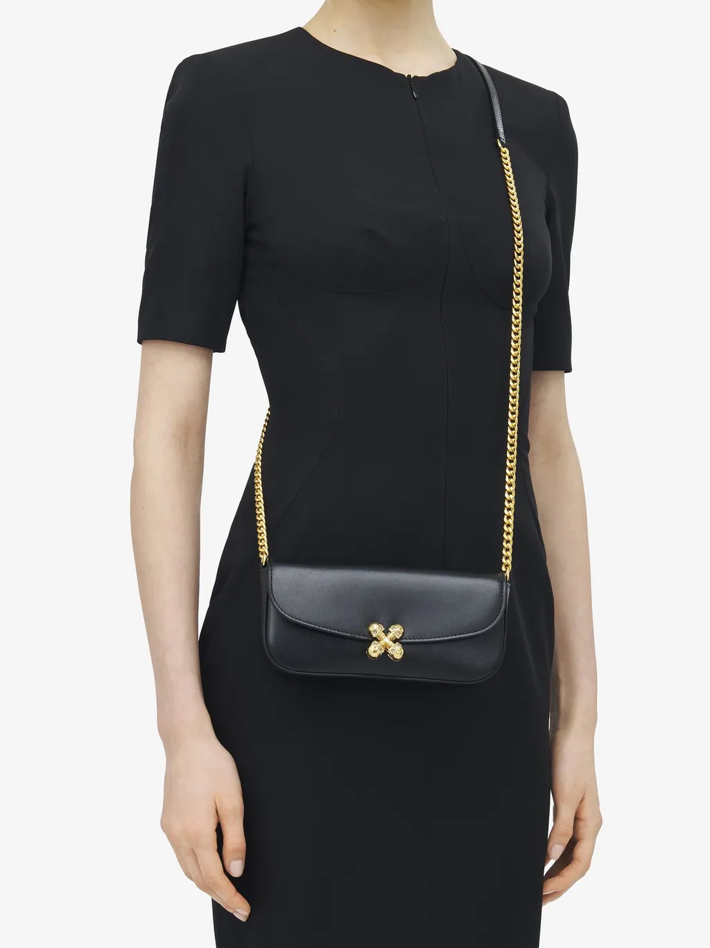 Small Skull Flower Embellished Shoulder Bag