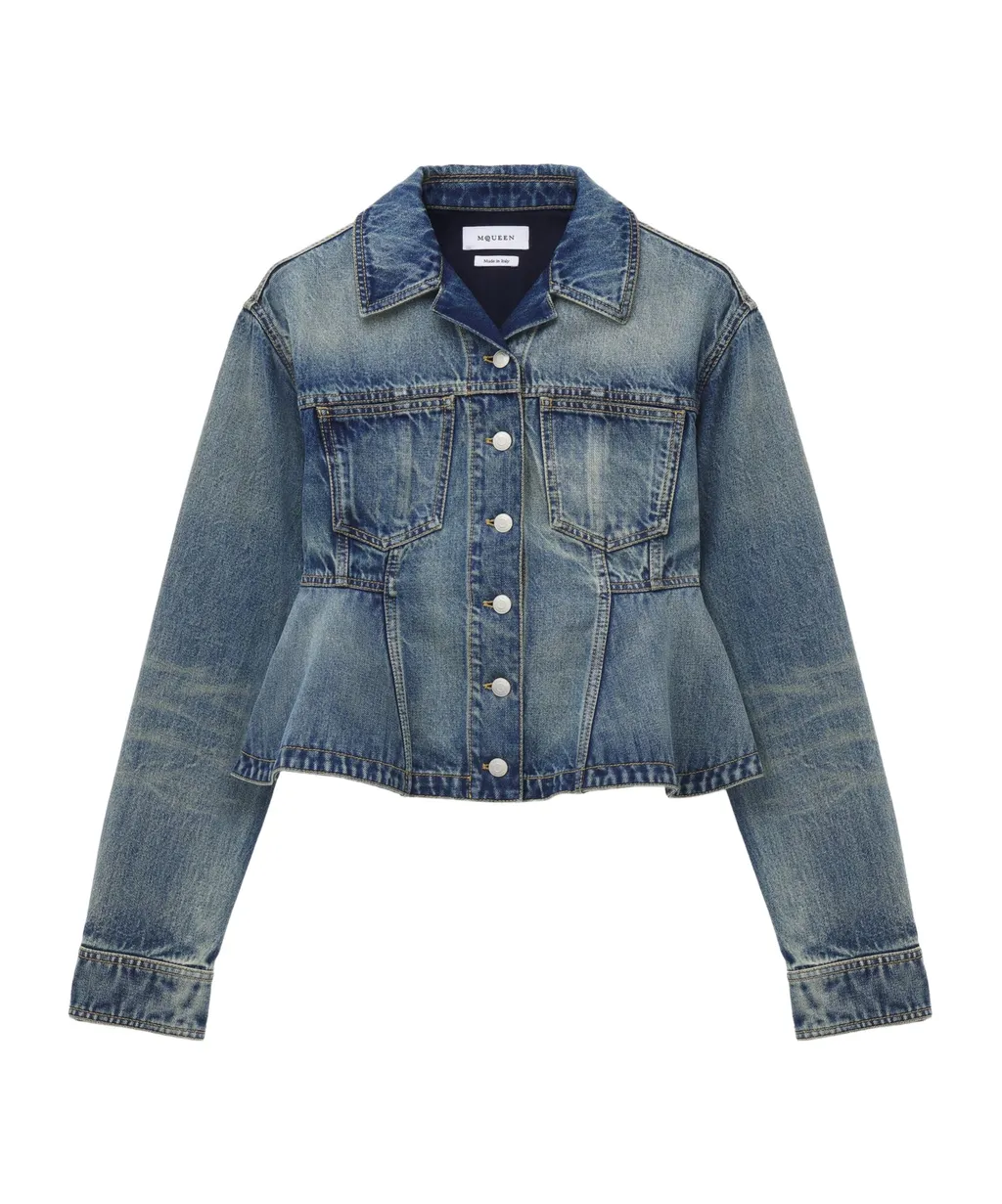 Stonewashed Denim Peplum Jacket