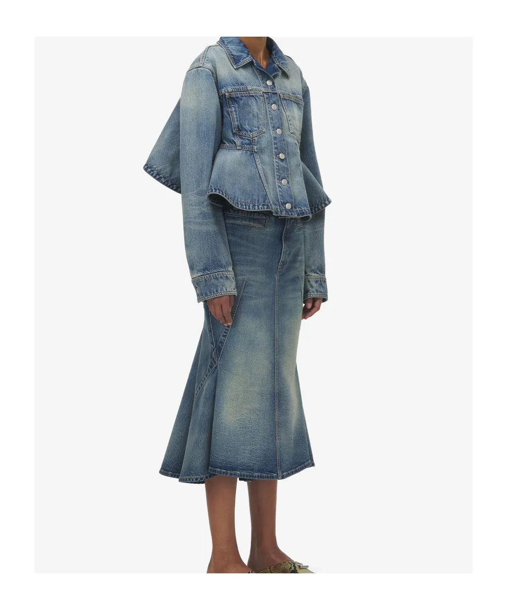 Stonewashed Denim Peplum Jacket