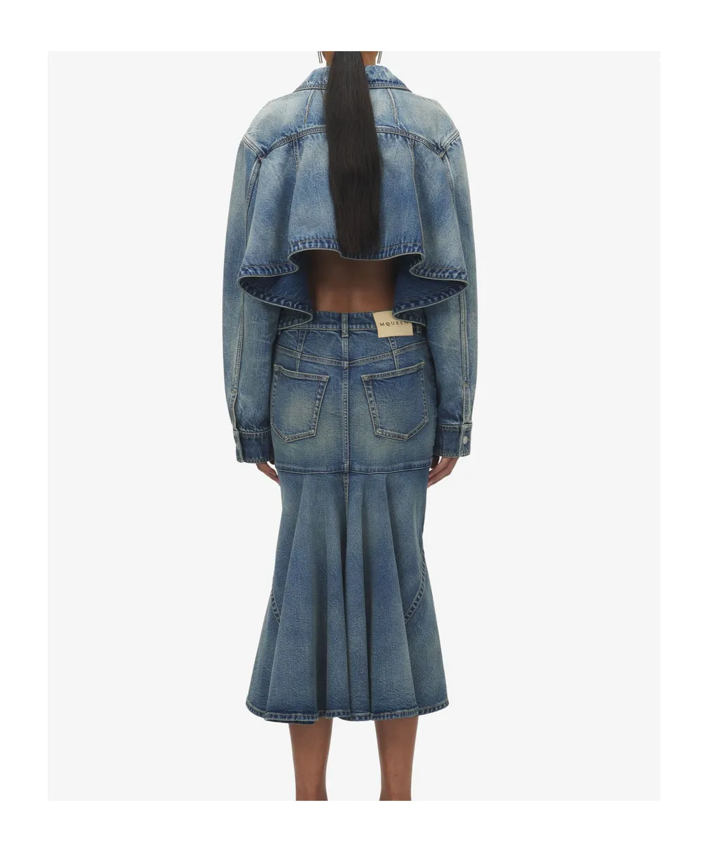 Stonewashed Denim Peplum Jacket
