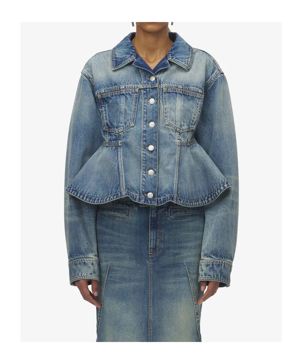 Stonewashed Denim Peplum Jacket