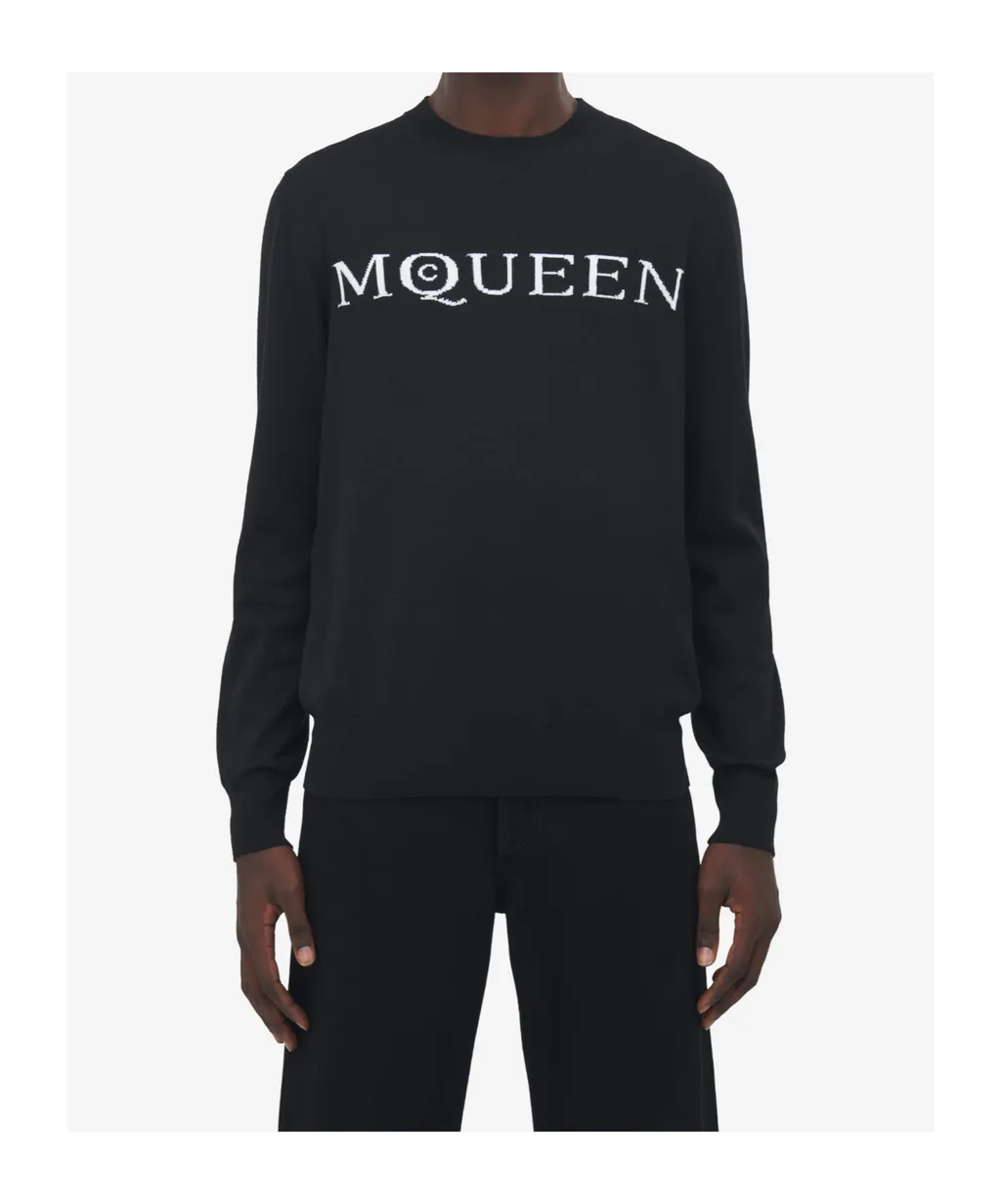 Logo Intarsia-Knit Crewneck Jumper