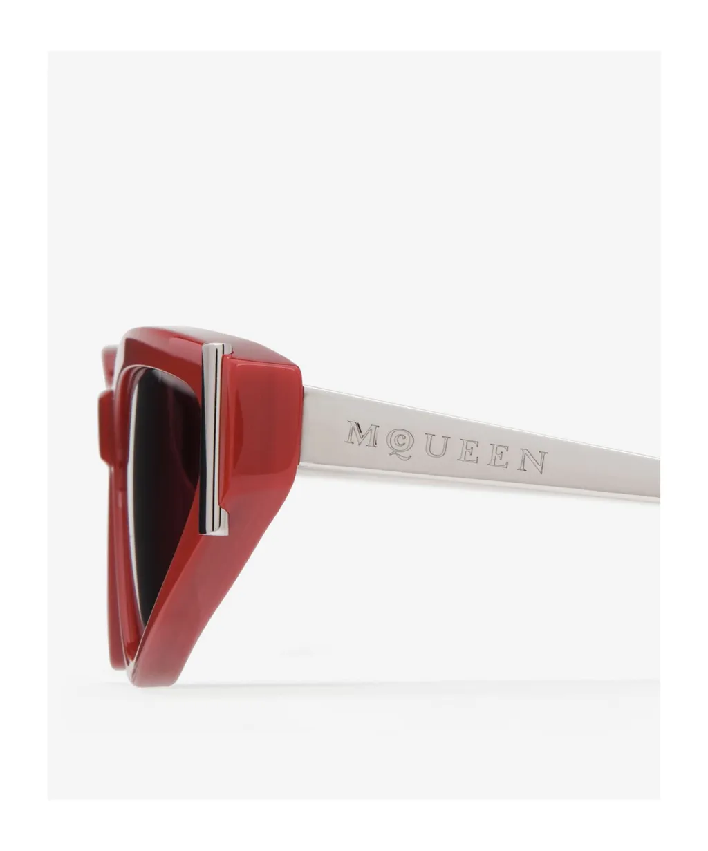 Side T-Bar Sunglasses In Red/Silver