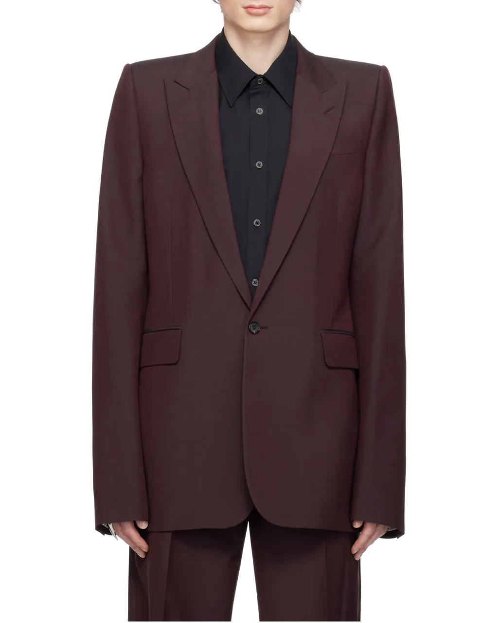 Stacked Shoulder Single-Breasted Jacket