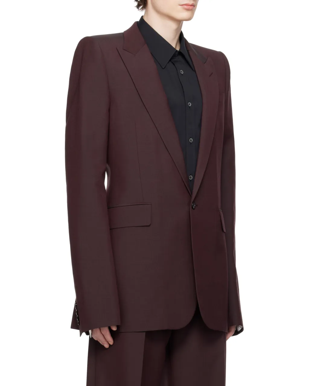 Stacked Shoulder Single-Breasted Jacket