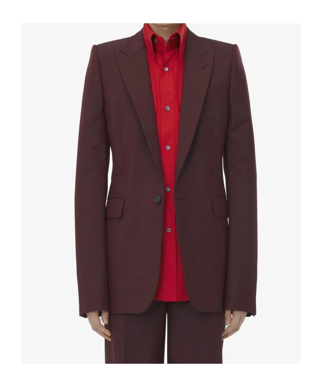 Stacked Shoulder Single-Breasted Jacket