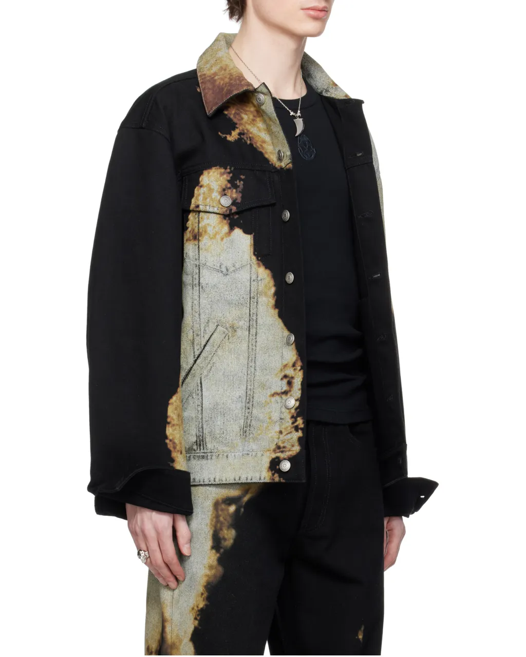Abstract Print Denim Jacket