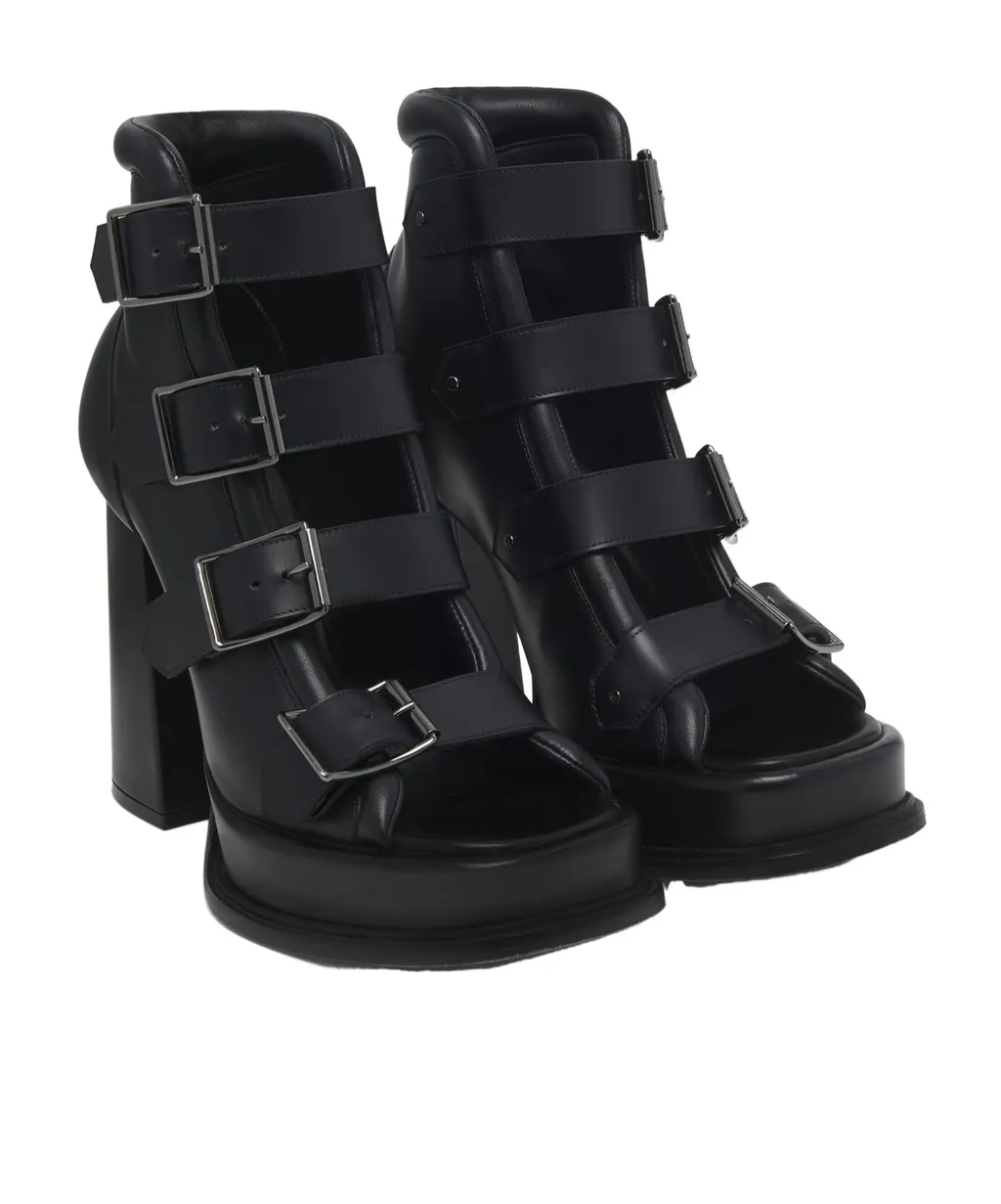 Caged Buckle Strap Sandals