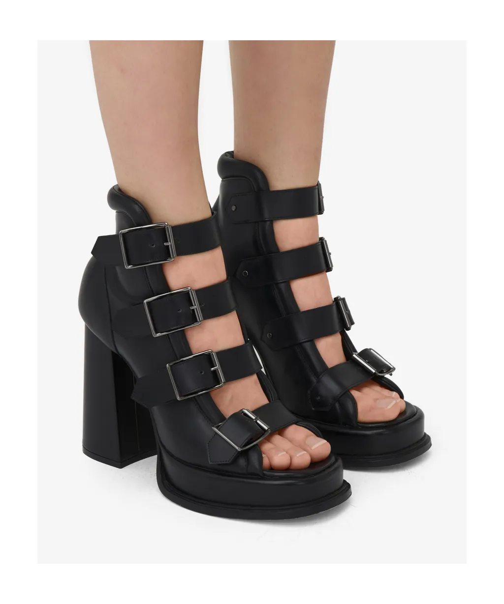 Caged Buckle Strap Sandals