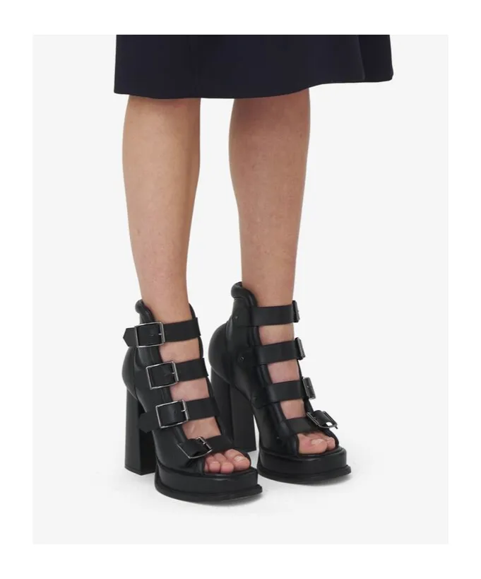 Caged Buckle Strap Sandals