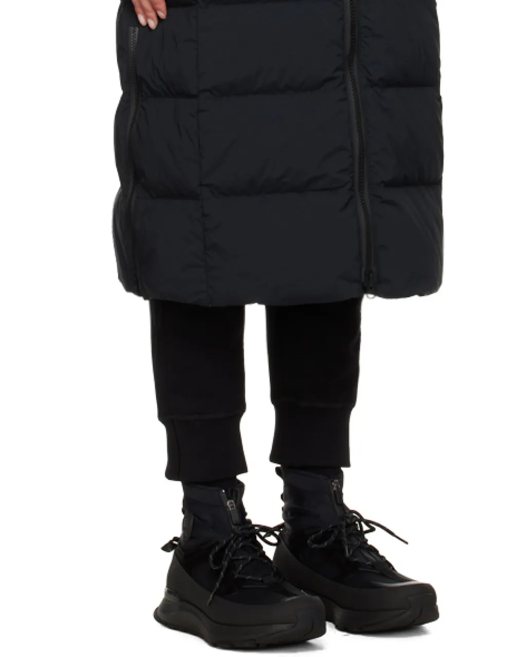 Quilted Zipped Long Coat