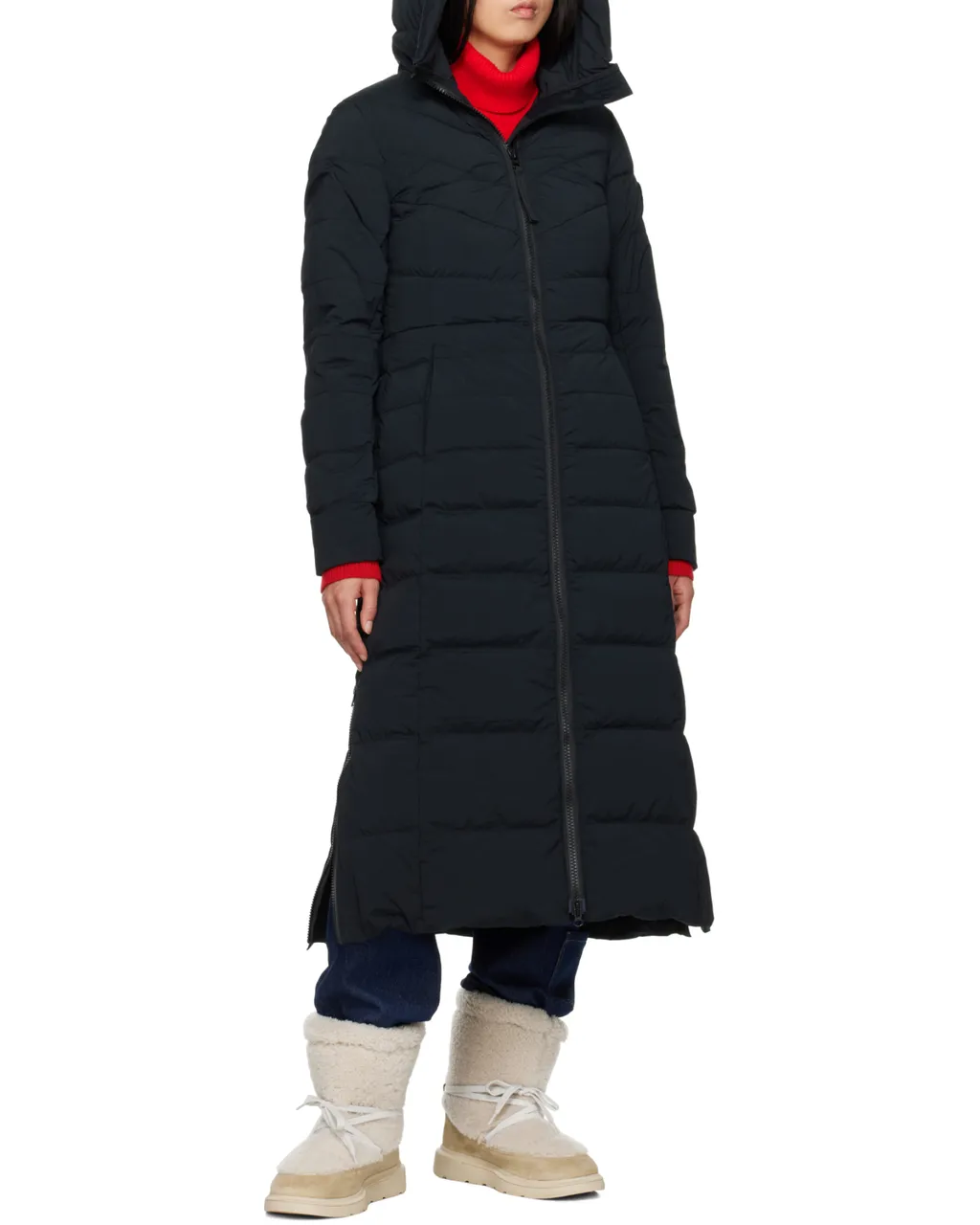 Quilted Zipped Long Coat