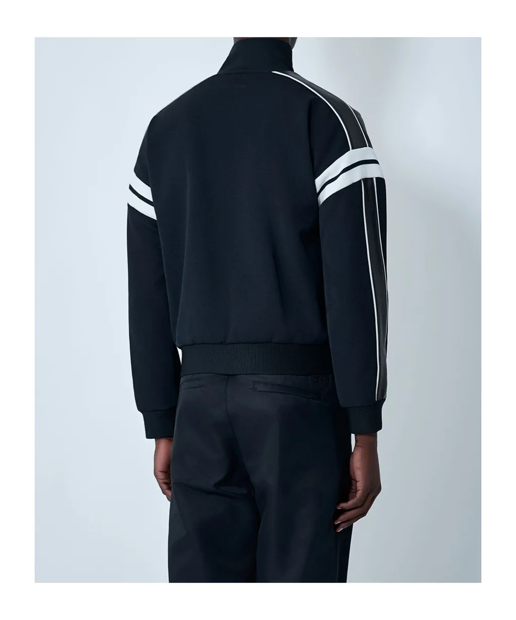 Leather Logo Motif Bomber Jacket