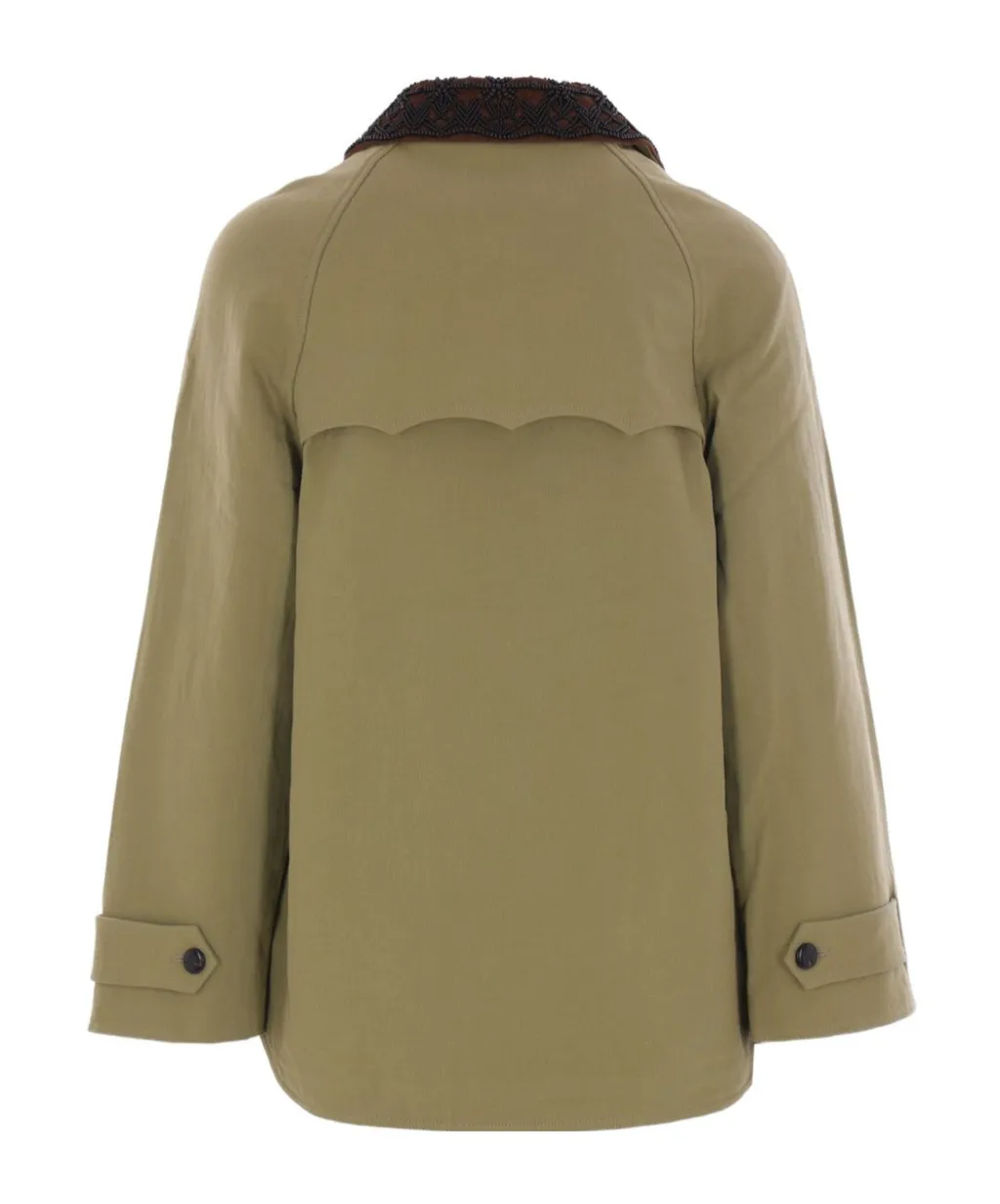 Embroidered Collar Canvas Jacket