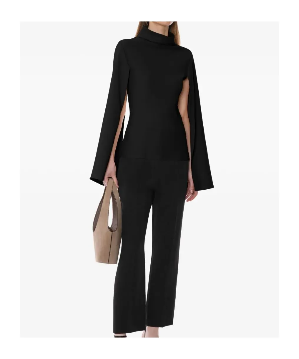 High-Neck Cape-Sleeved Top
