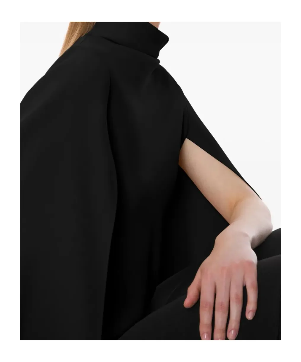 High-Neck Cape-Sleeved Top