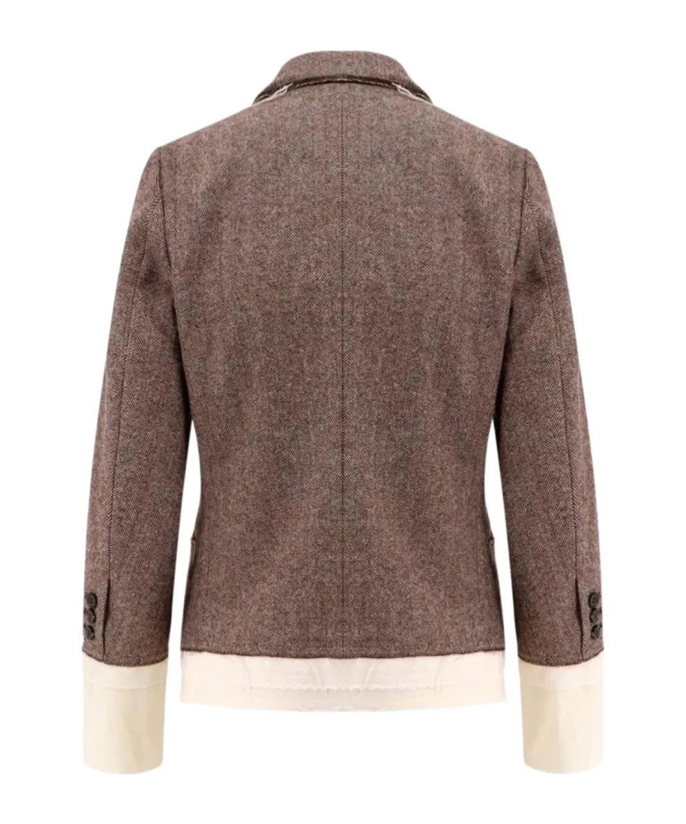 Layered Hem Herringbone Jacket