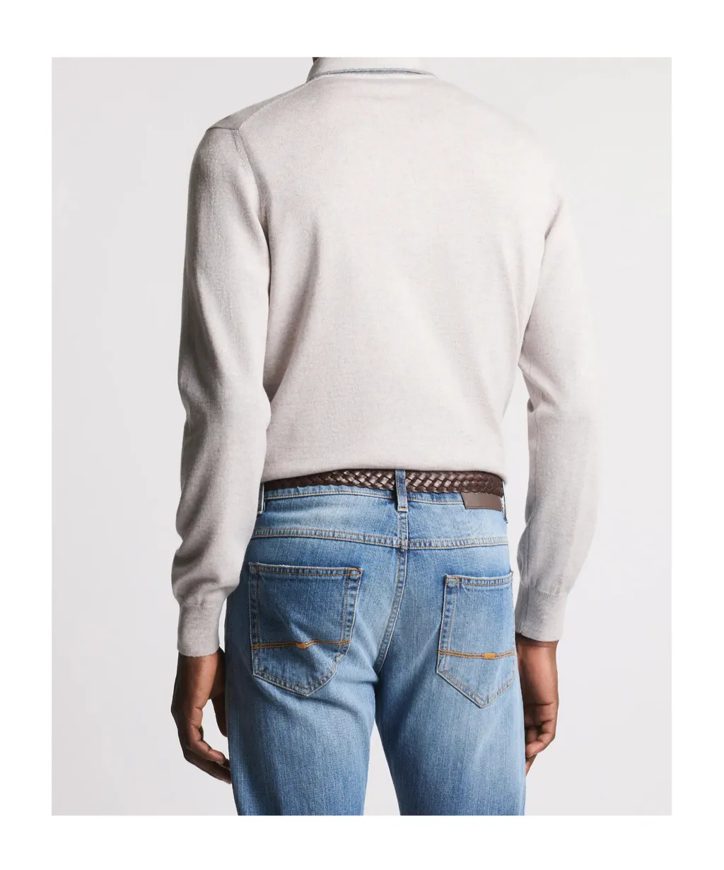 Zip-Collar Wool Polo Shirt