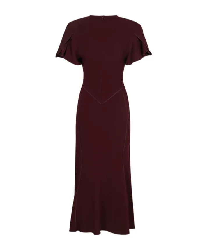 Pleated V-Neck Dress