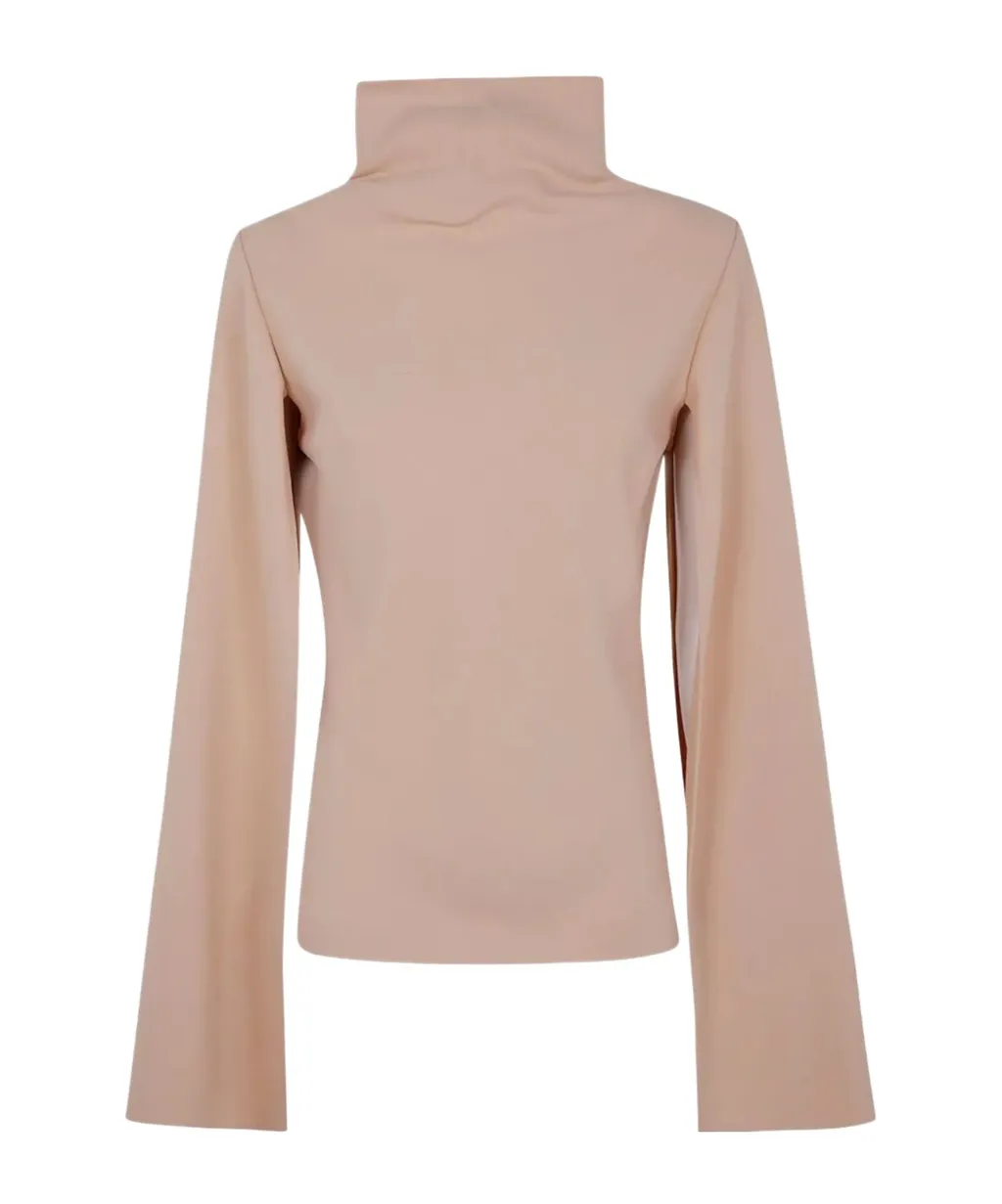 High-Neck Cape-Sleeved Top