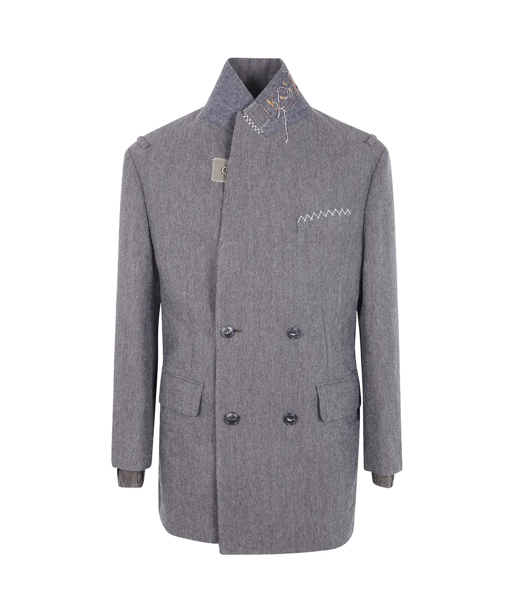 Herringbone Double-Breasted Coat
