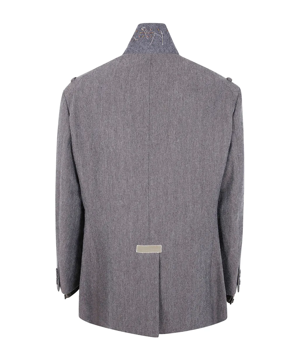 Herringbone Double-Breasted Coat