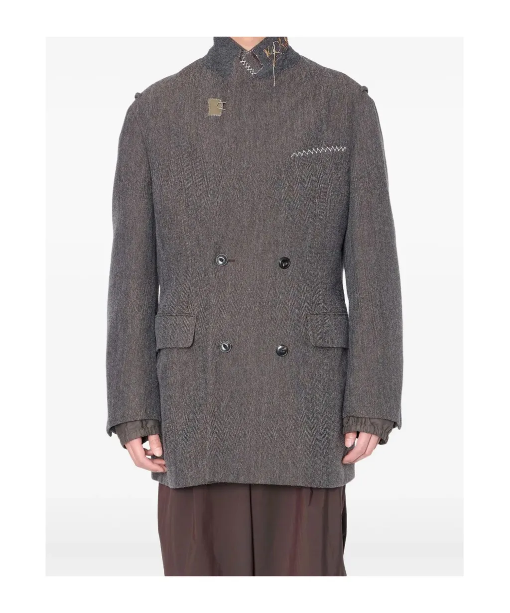 Herringbone Double-Breasted Coat