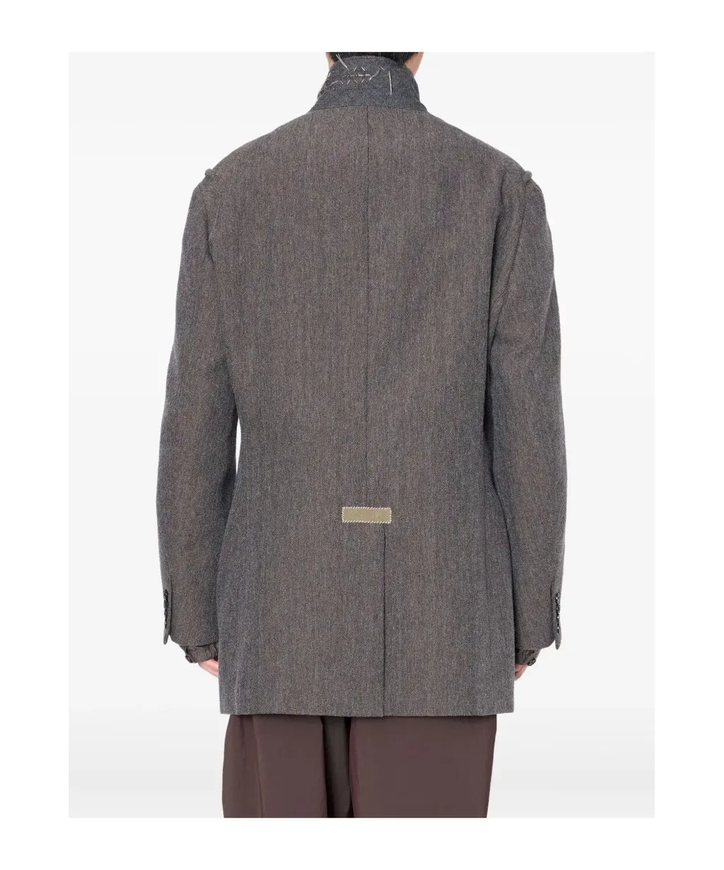 Herringbone Double-Breasted Coat
