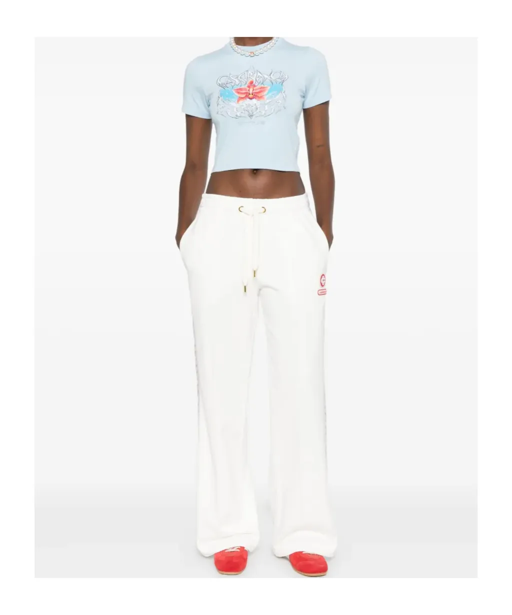 Floral-Stripe Track Pants