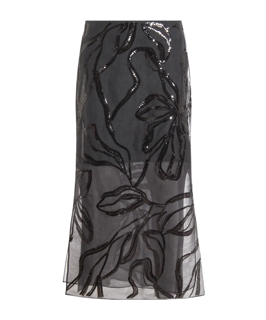 Floral Embellished Midi Skirt