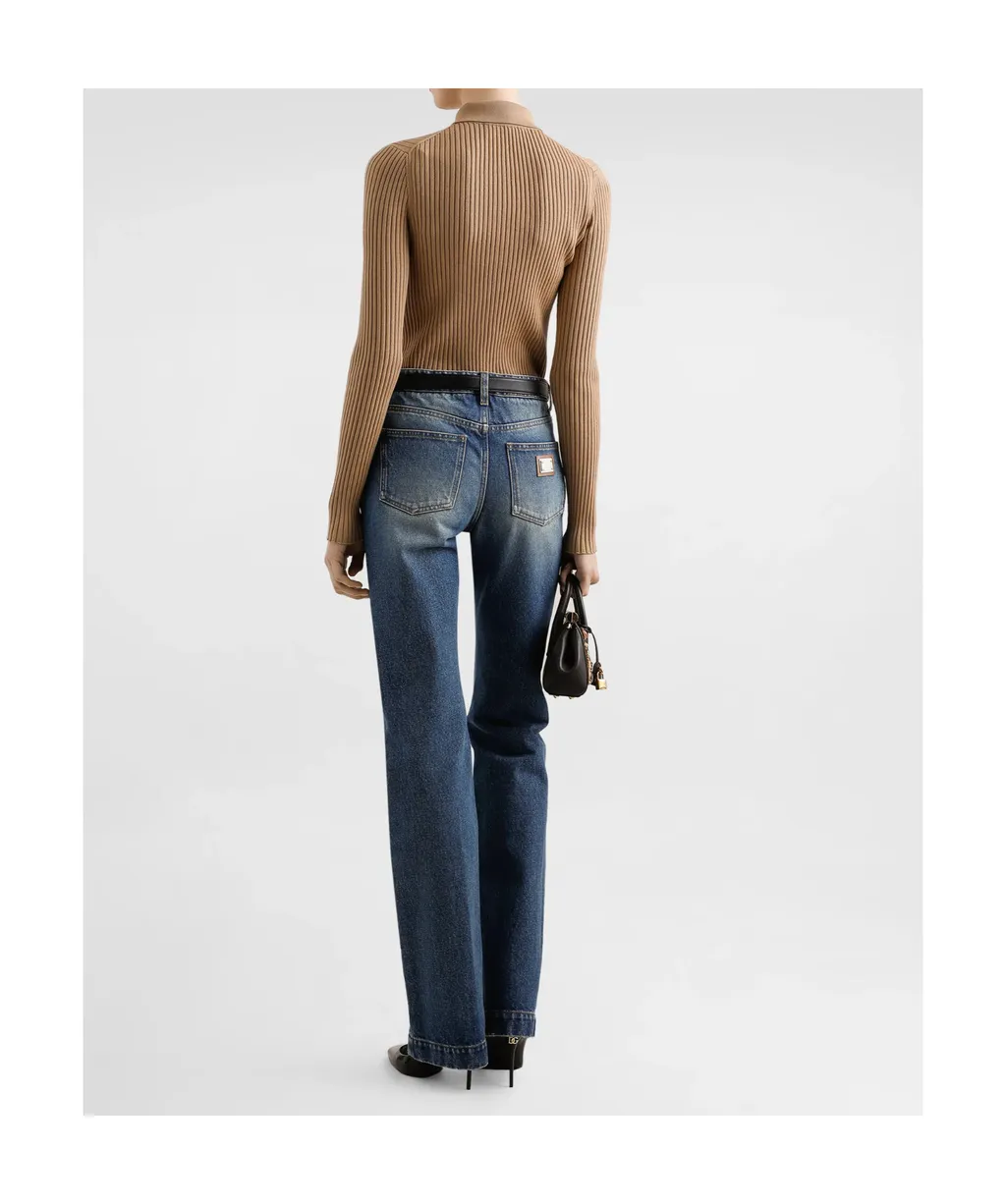 Polo-Shirt Collar Ribbed Pullover