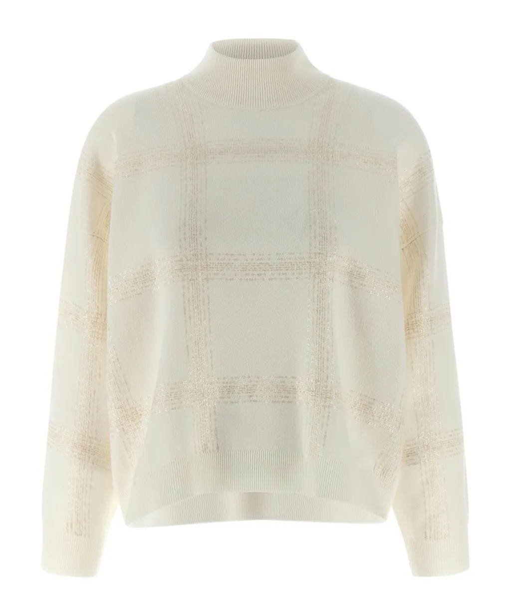 Sequin Embellished Turtle Neck Knitted Jumper